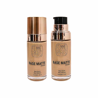 BOX: Base Líquida Matte Femme Paris  Frasco de Vidro 40ml (Caixa com 12 Unidades) - FR100