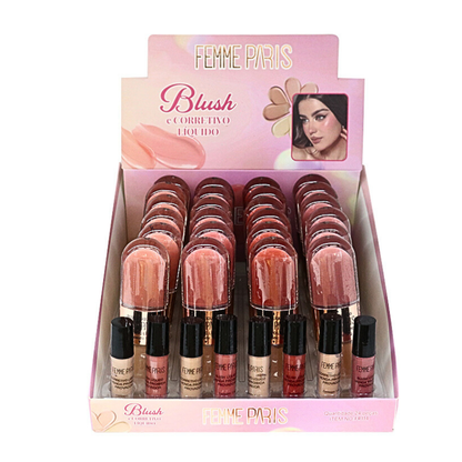 Blush e Corretivo Líquido Femme Paris FR114 Box com 24 peças