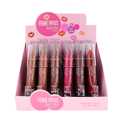 Batom Cremoso Retrátil Femme Paris FR120 Caixa com 24 peças