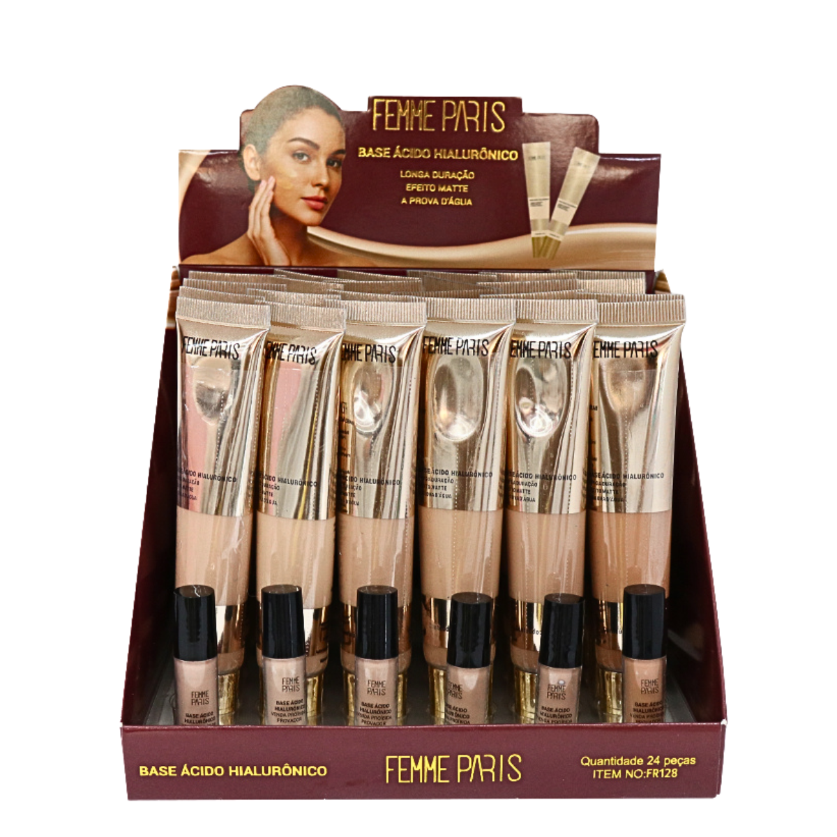 Base Líquida Femme Paris com Ácido Hialurônico FR128 - Box com 24 peças