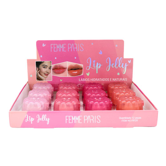 Lip Jelly Gloss Femme Paris FR129 Box com 12 peças