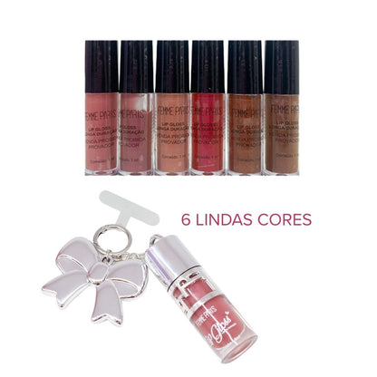 Lip Gloss Glam com Phone Strap Femme Paris – Box com 24 Unidades – FR147