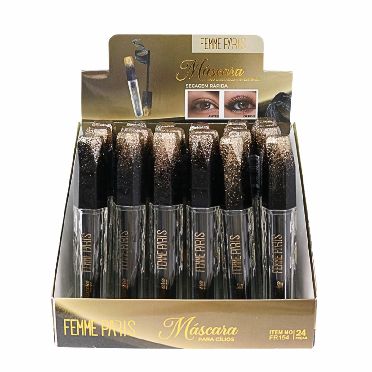 Máscara de Cílios Femme Paris – Box com 24 Unidades – FR154