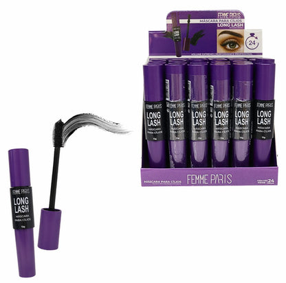 Máscara de Cílios Femme Paris Long Lash – Box com 24 Unidades – FR156