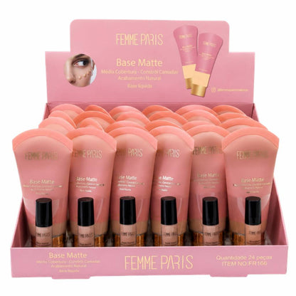 ATACADO: Base Matte Líquida Femme Paris – Box com 24 Peças – FR166