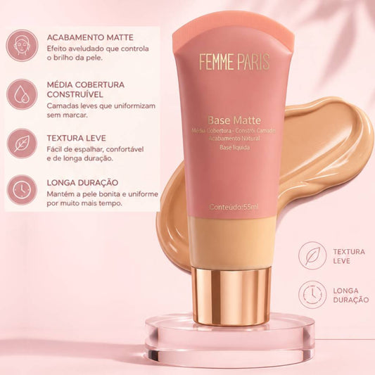 ATACADO: Base Matte Líquida Femme Paris – Box com 24 Peças – FR166