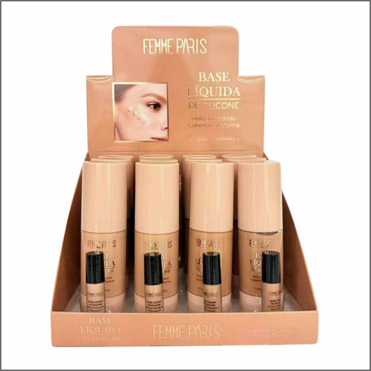 ATACADO: Base Líquida de Silicone Femme Paris – Box com 12 Peças – FR167