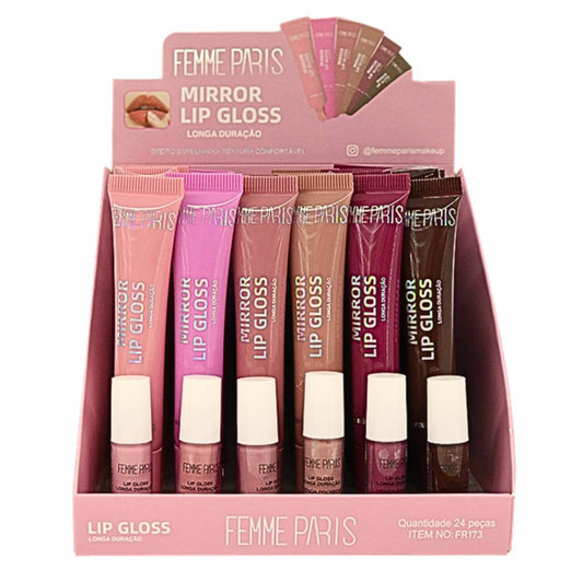 ATACADO: Mirror Lip Gloss Femme Paris - Box com 24 Peças - FR173