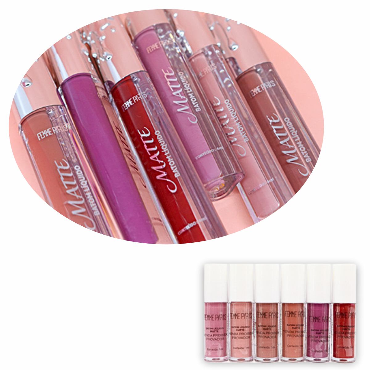 ATACADO: Batom Líquido Matte Femme Paris – Box com 24 Peças - FR177
