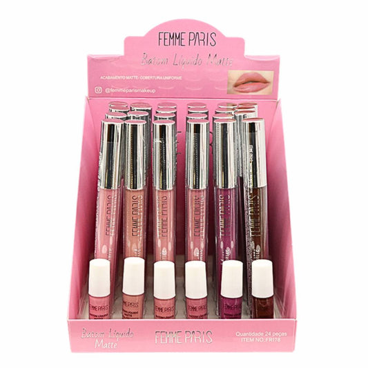 ATACADO: Batom Líquido Matte Femme Paris – Box com 24 Peças – FR178