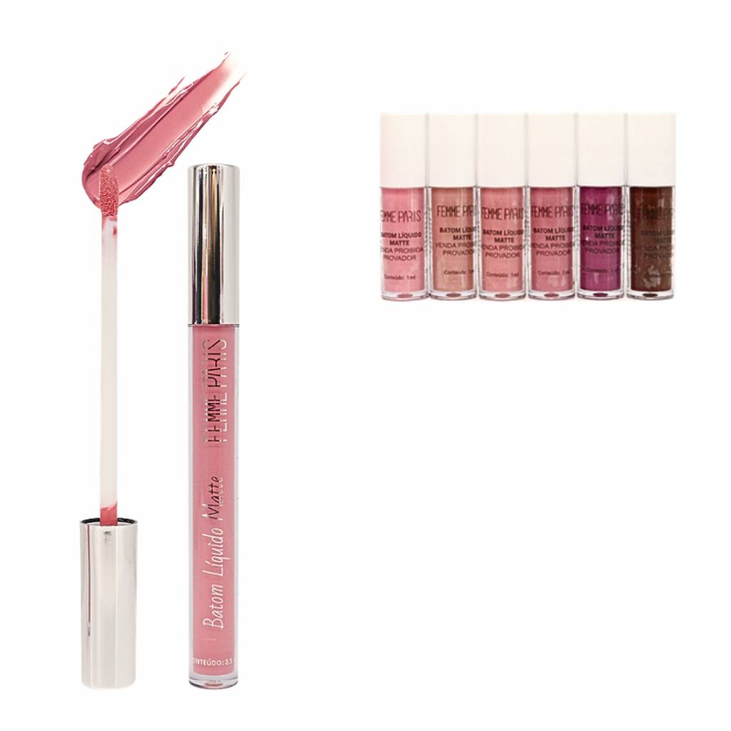ATACADO: Batom Líquido Matte Femme Paris – Box com 24 Peças – FR178