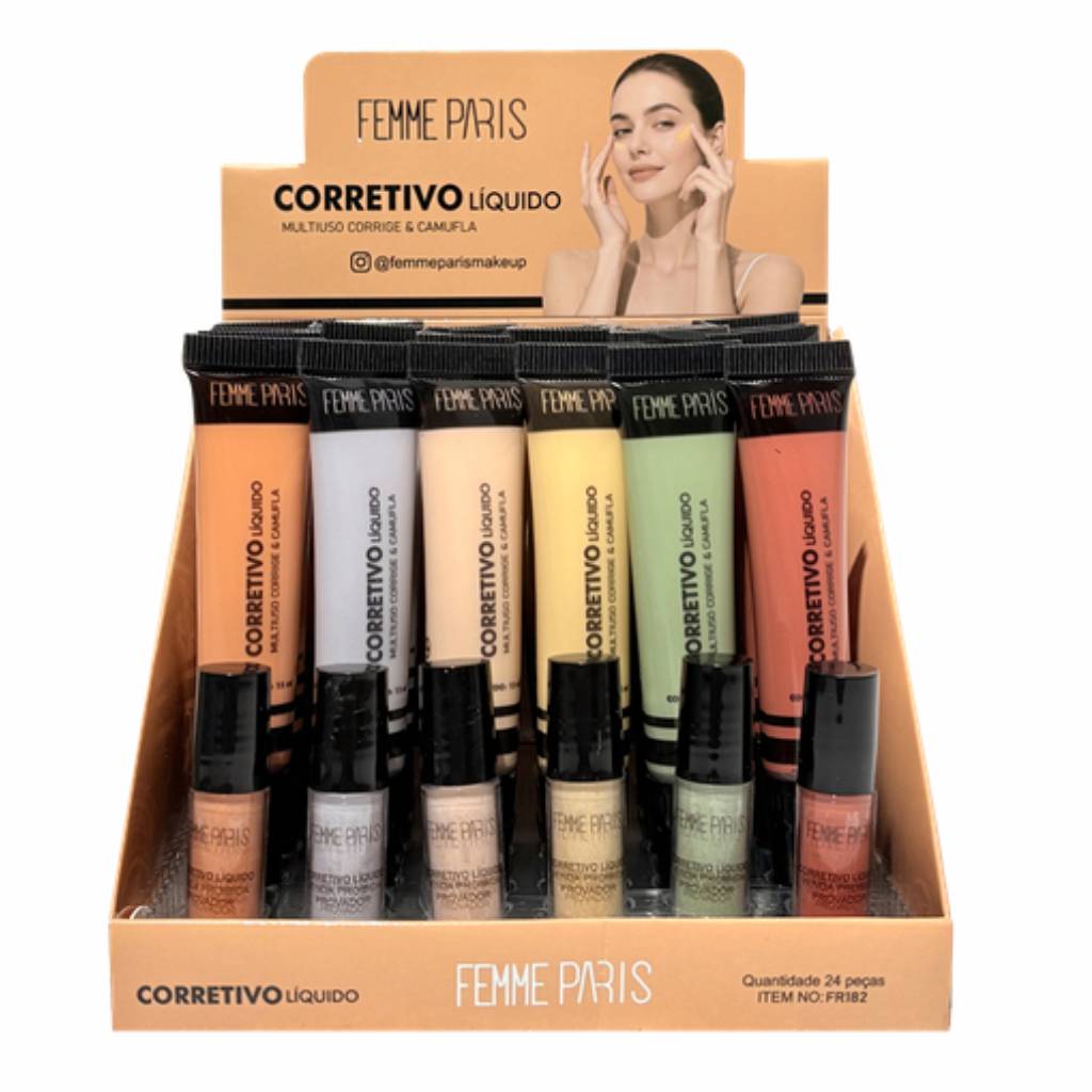 ATACADO: Corretivo Líquido Femme Paris – Box com 24 Peças – FR182