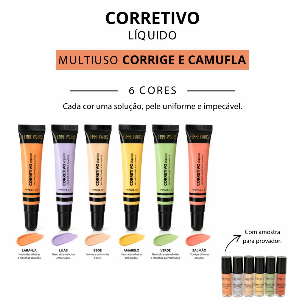 ATACADO: Corretivo Líquido Femme Paris – Box com 24 Peças – FR182