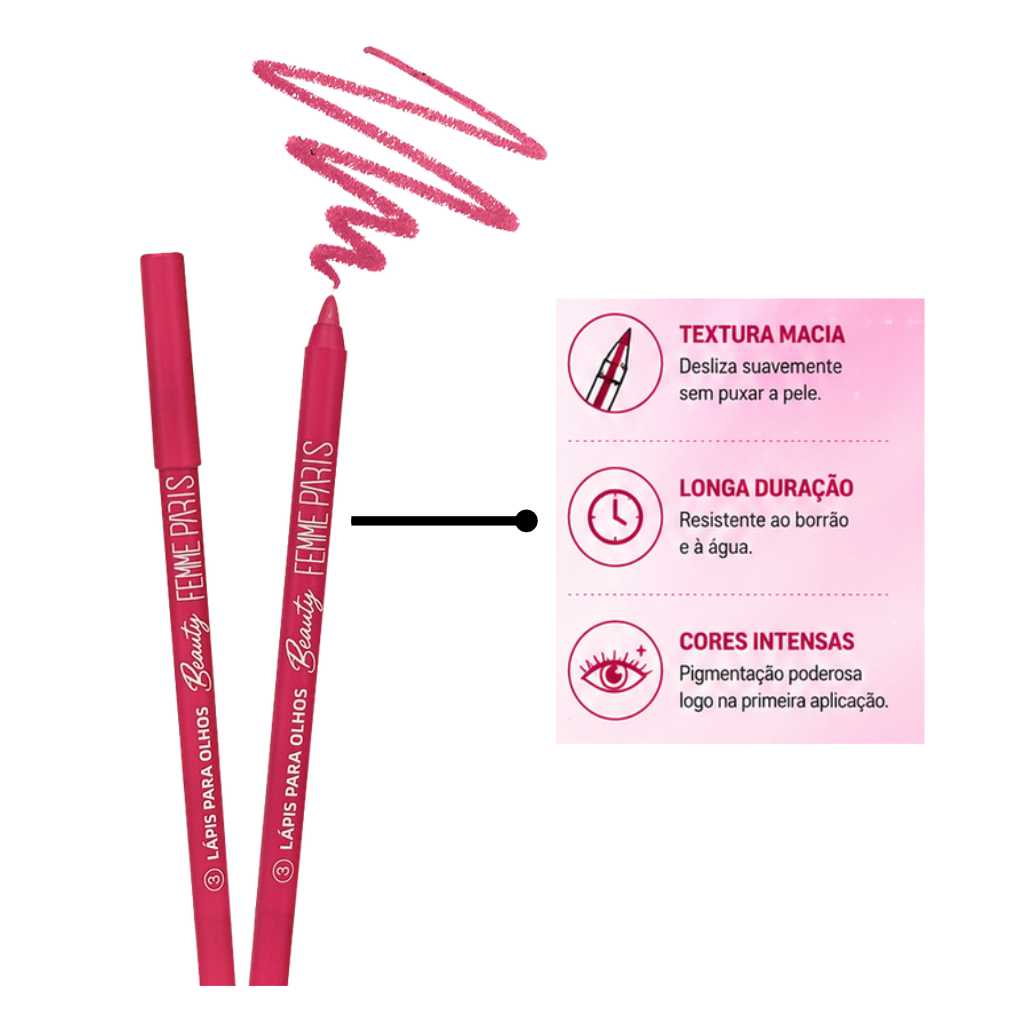 ATACADO: Lápis para Olhos Femme Paris – Box com 36 Peças – FR186