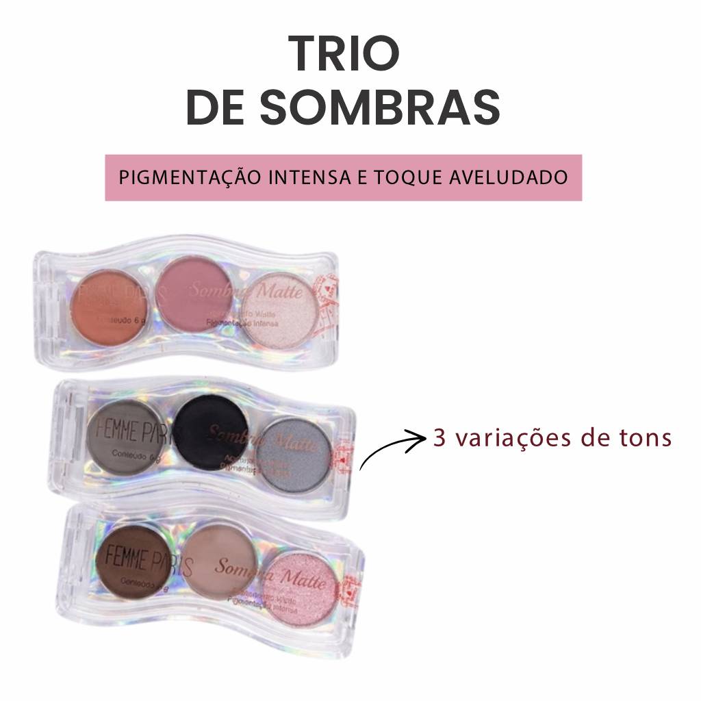ATACADO: Sombra Matte Femme Paris – Box com 24 Peças – FR190