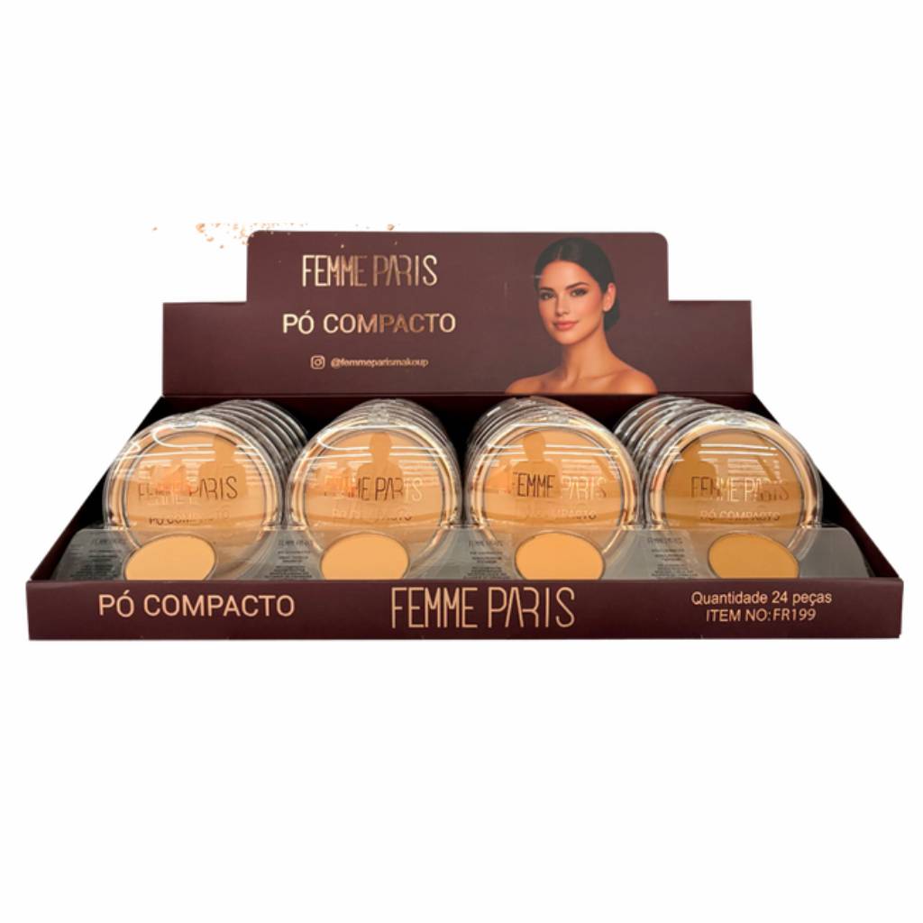 ATACADO: Pó Compacto Femme Paris – Box com 24 Peças – FR199