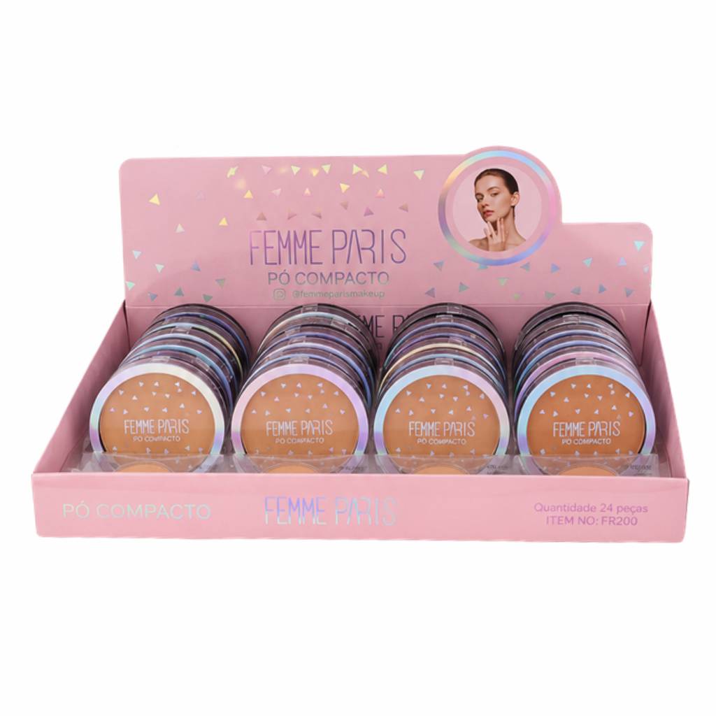 ATACADO: Pó Compacto Femme Paris – Box com 24 Peças – FR200
