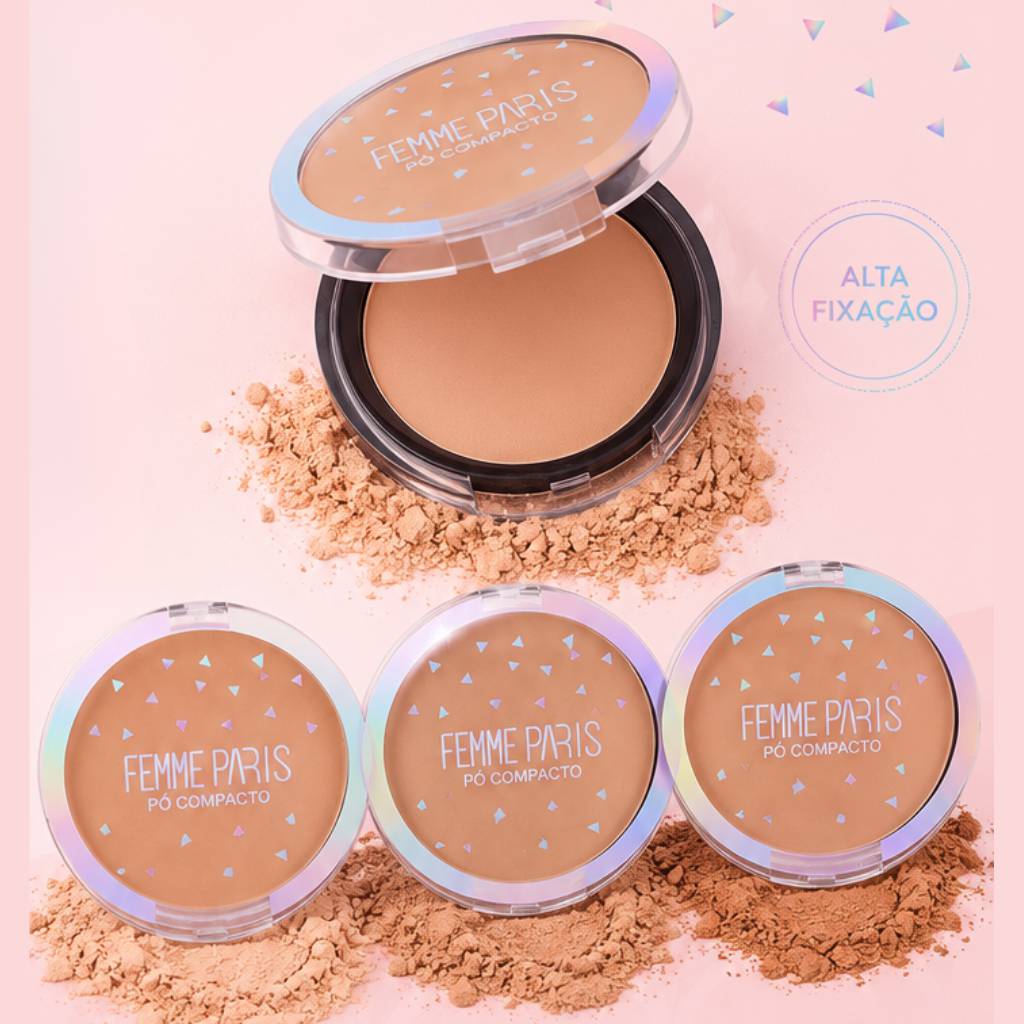 ATACADO: Pó Compacto Femme Paris – Box com 24 Peças – FR200