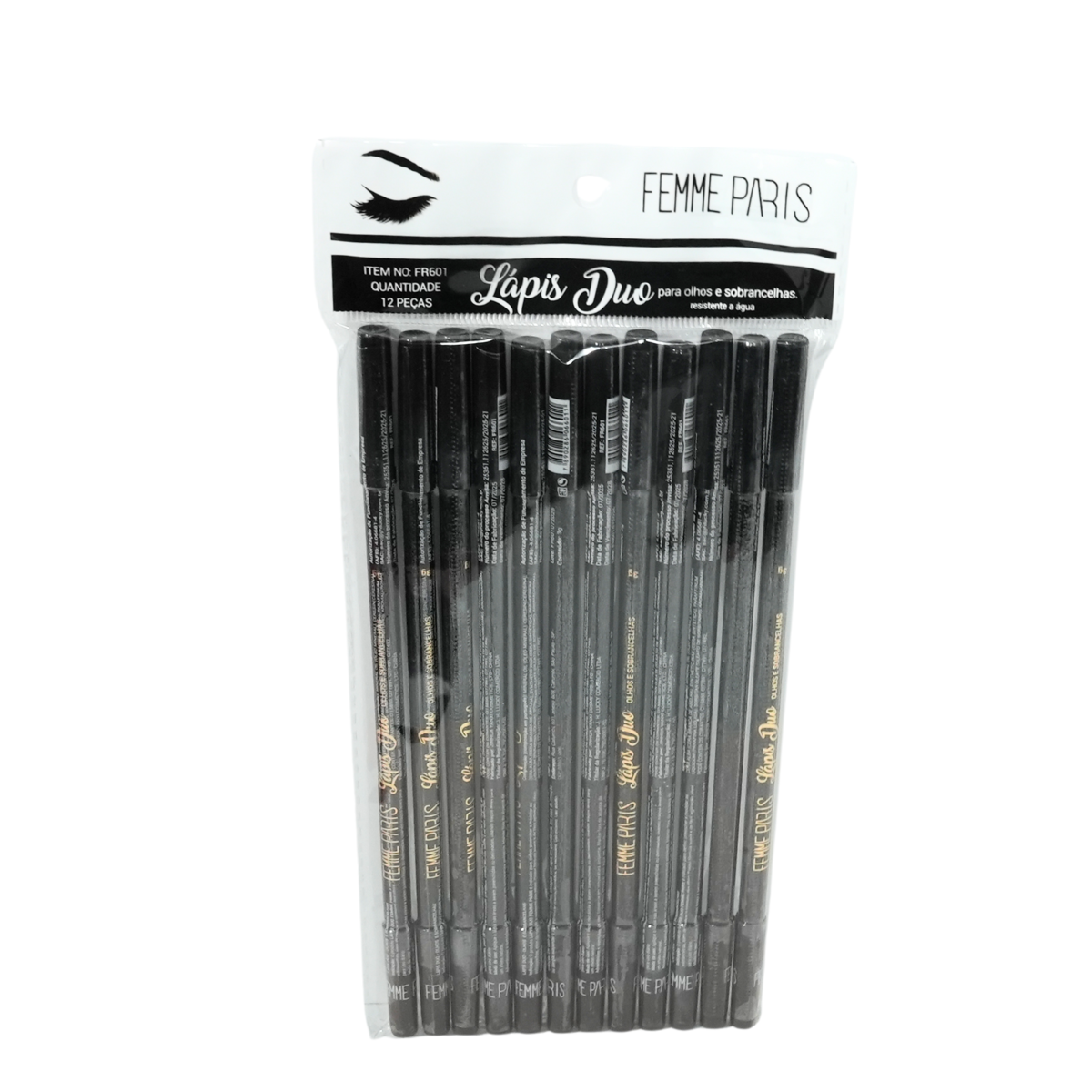 Lápis Duo Femme Paris para Olhos e Sobrancelhas – FR601 Pacote com 12 peças
