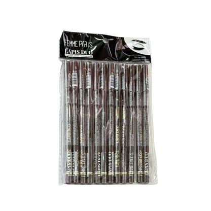 Lápis Duo Femme Paris Marrom para Olhos e Sobrancelhas – FR602 12 PEÇAS