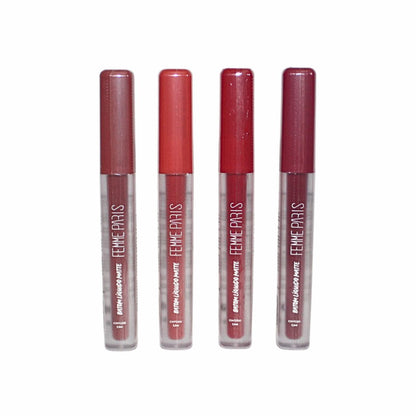Batom Líquido Matte Femme Paris – Caixa com 24 Unidades (Cores Variadas) – FR604