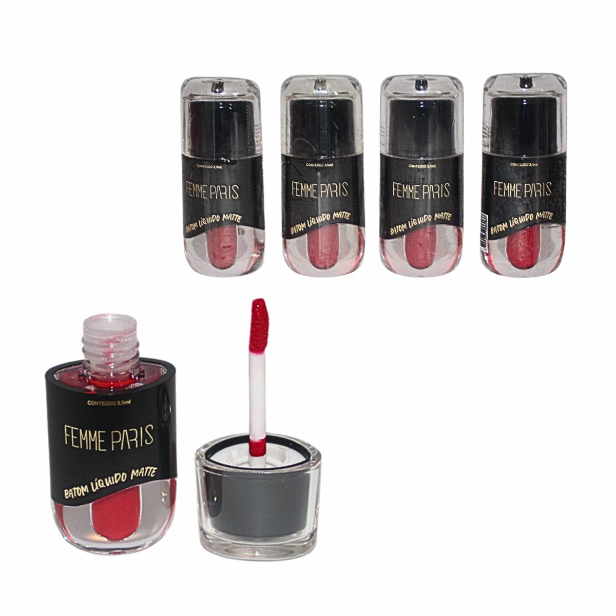 Batom Líquido Matte Femme Paris – Caixa com 24 Unidades (Cores Variadas) – FR606