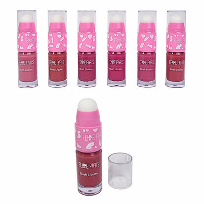 Box: Blush Líquido Femme Paris – Caixa com 24 Unidades – Cores Sortidas – FR613