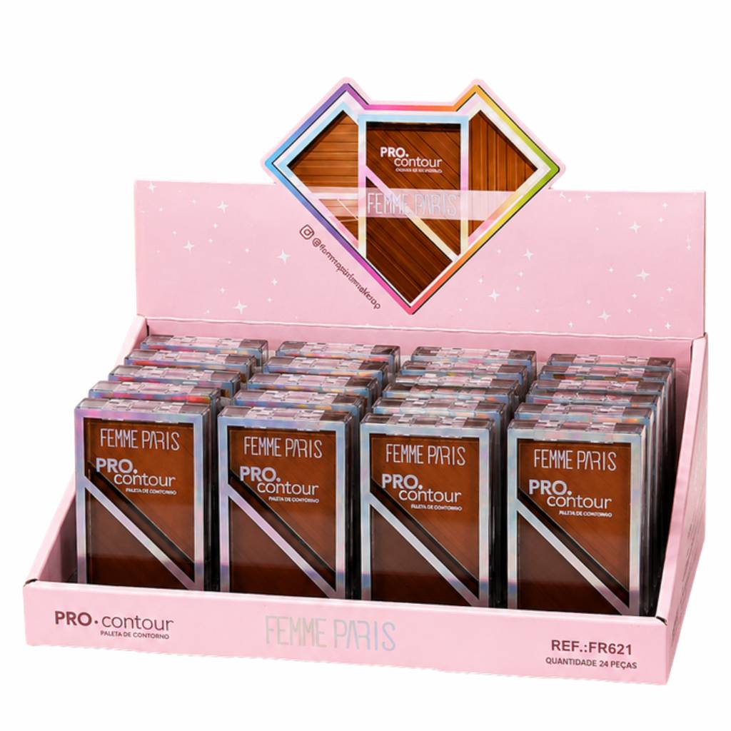 ATACADO: Pro Contour Paleta de Contorno Bicolor Femme Paris – Box com 24 Peças – FR621