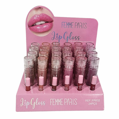 ATACADO: Lip Gloss Femme Paris – Box com 24 Peças – FR632