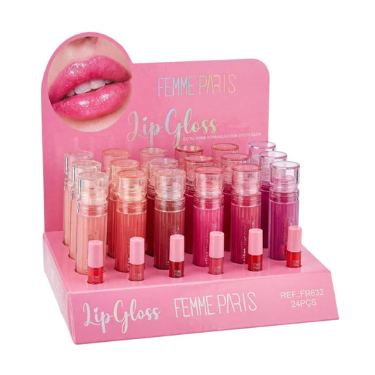 ATACADO: Lip Gloss Femme Paris – Box com 24 Peças – FR632