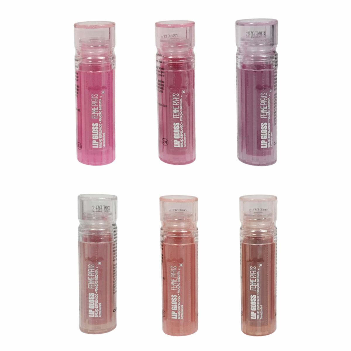 ATACADO: Lip Gloss Femme Paris – Box com 24 Peças – FR632