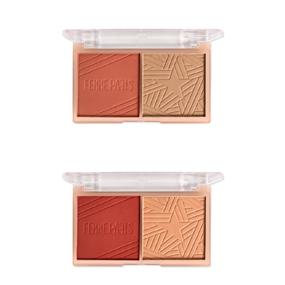 Duo Blush e Pó Compacto Femme Paris FR902 - Box com 12 peças