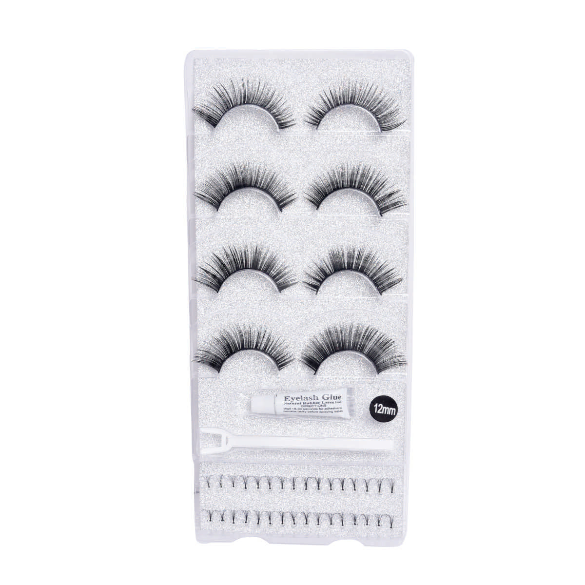 Cílios Postiços Mandala – 4 Pares com Cola, Tufinhos e Aplicador – Modelo MC007