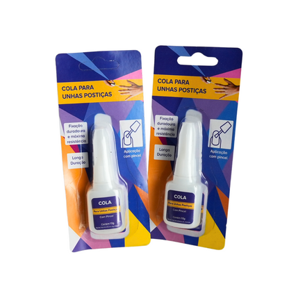 Cola para Unhas Postiças com Pincel – JS528 Pacote com 12 unidades – 10g cada