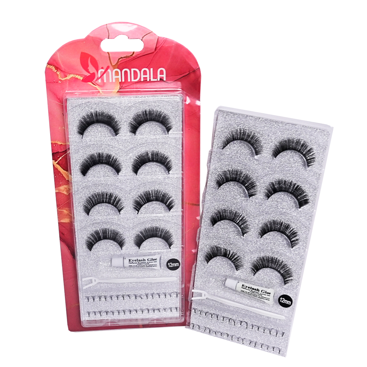 Cílios Postiços Mandala – Cartela com 4 Pares + Cola + Tufinho + Aplicador (MC008)