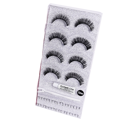 Cílios Postiços Mandala – Cartela com 4 Pares + Cola + Tufinho + Aplicador (MC008)