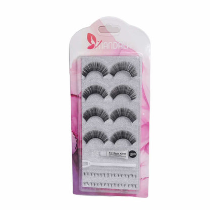 Cílios Postiços Mandala – Cartela com 4 Pares + Cola + Tufinhos + Aplicador – MC009