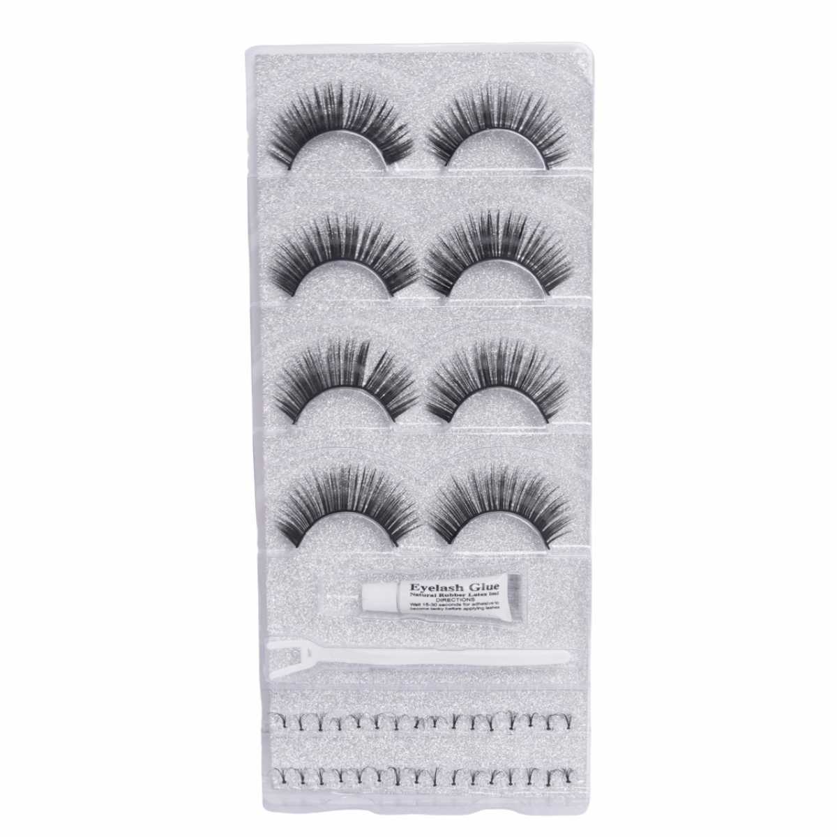 Cílios Postiços Mandala – 4 Pares com Cola, Tufinhos e Aplicador – MC011