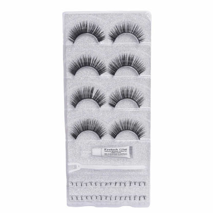 Cílios Postiços Mandala – 4 Pares com Cola, Tufinhos e Aplicador – MC011