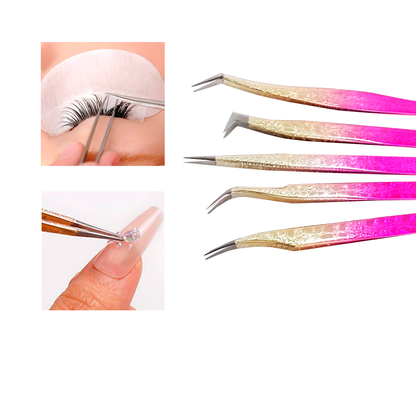 Kit Pinça de Cílios Gradiente Aço Inoxidável Não Magnética Extensão Suprimentos 3D Maquiagem Precisa MM4022