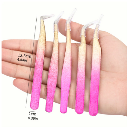 Kit Pinça de Cílios Gradiente Aço Inoxidável Não Magnética Extensão Suprimentos 3D Maquiagem Precisa MM4022