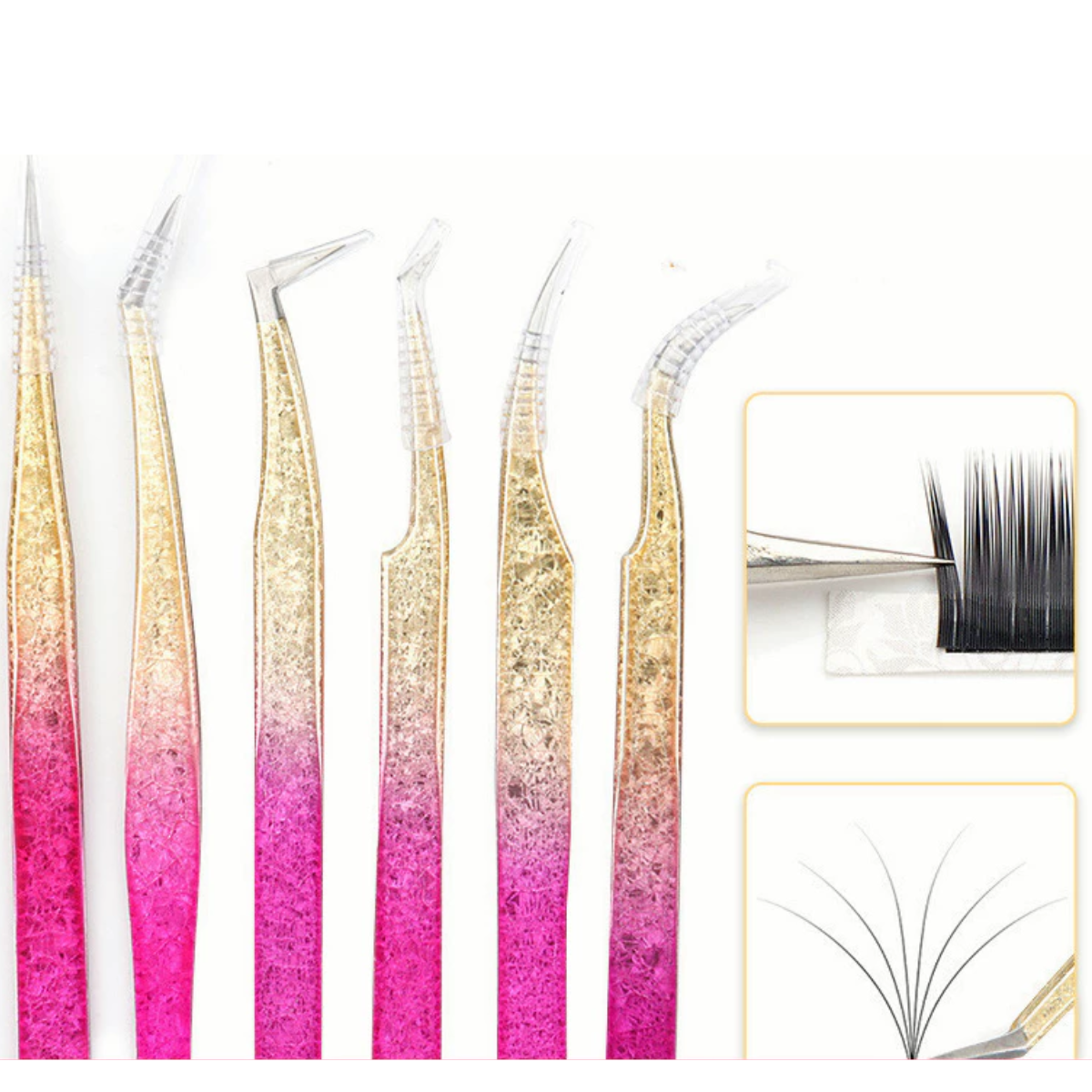 Kit Pinça de Cílios Gradiente Aço Inoxidável Não Magnética Extensão Suprimentos 3D Maquiagem Precisa MM4022