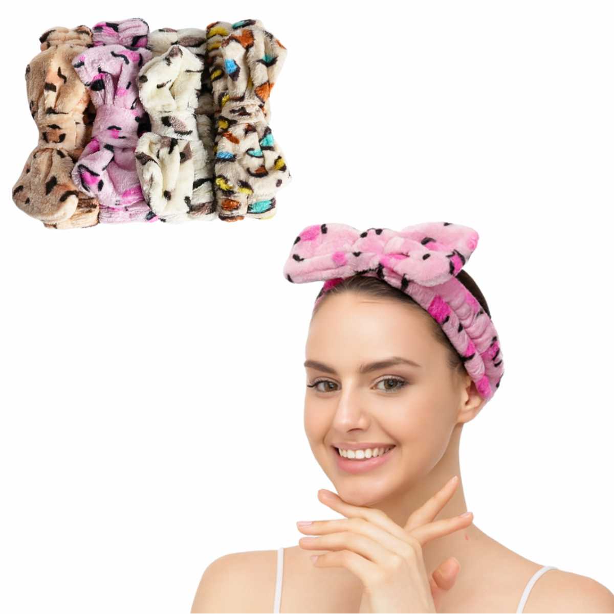 Faixa de Cabelo com Laço Estampada - Pacote com 12 Unidades - MM5582