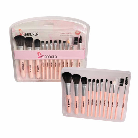Pacote com 6 kits de Pincéis para Maquiagem Mandala - Cada Kit com 12 Peças - MP037