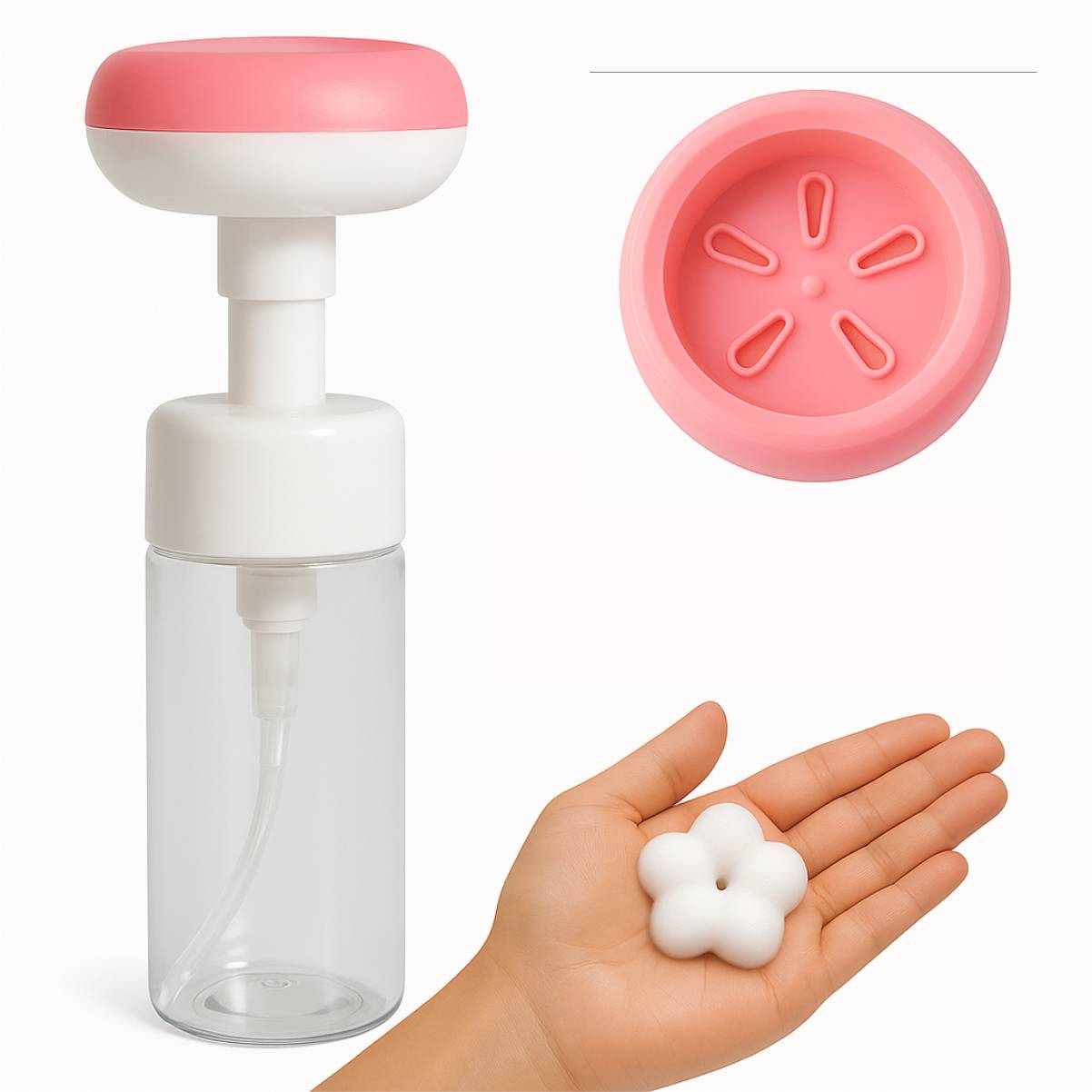 Frasco Pump Espumador - Formato Flor (18 cm de altura) - Pacote com 12 Unidades - MV043