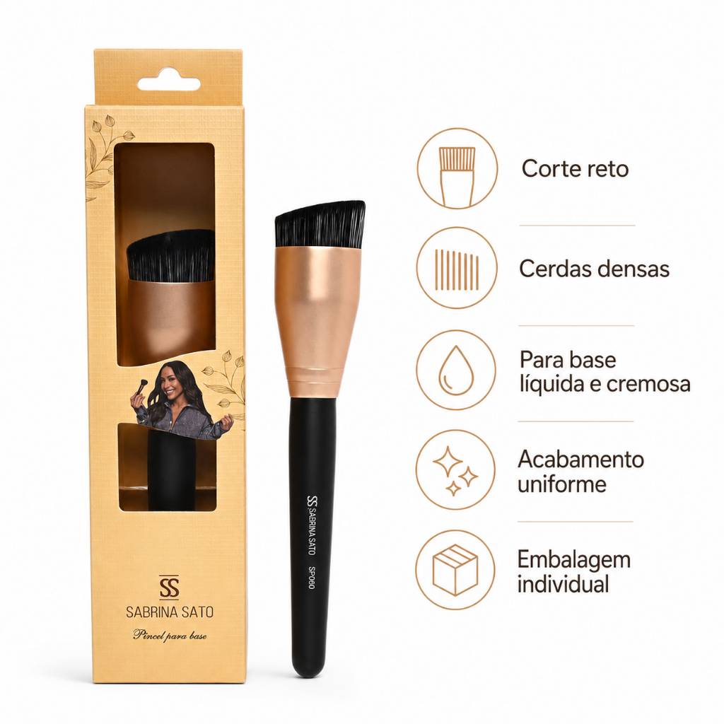 Kit 12 Pincéis Para Base Sabrina Sato SP060 Cerdas Densas Embalados Revenda Atacado