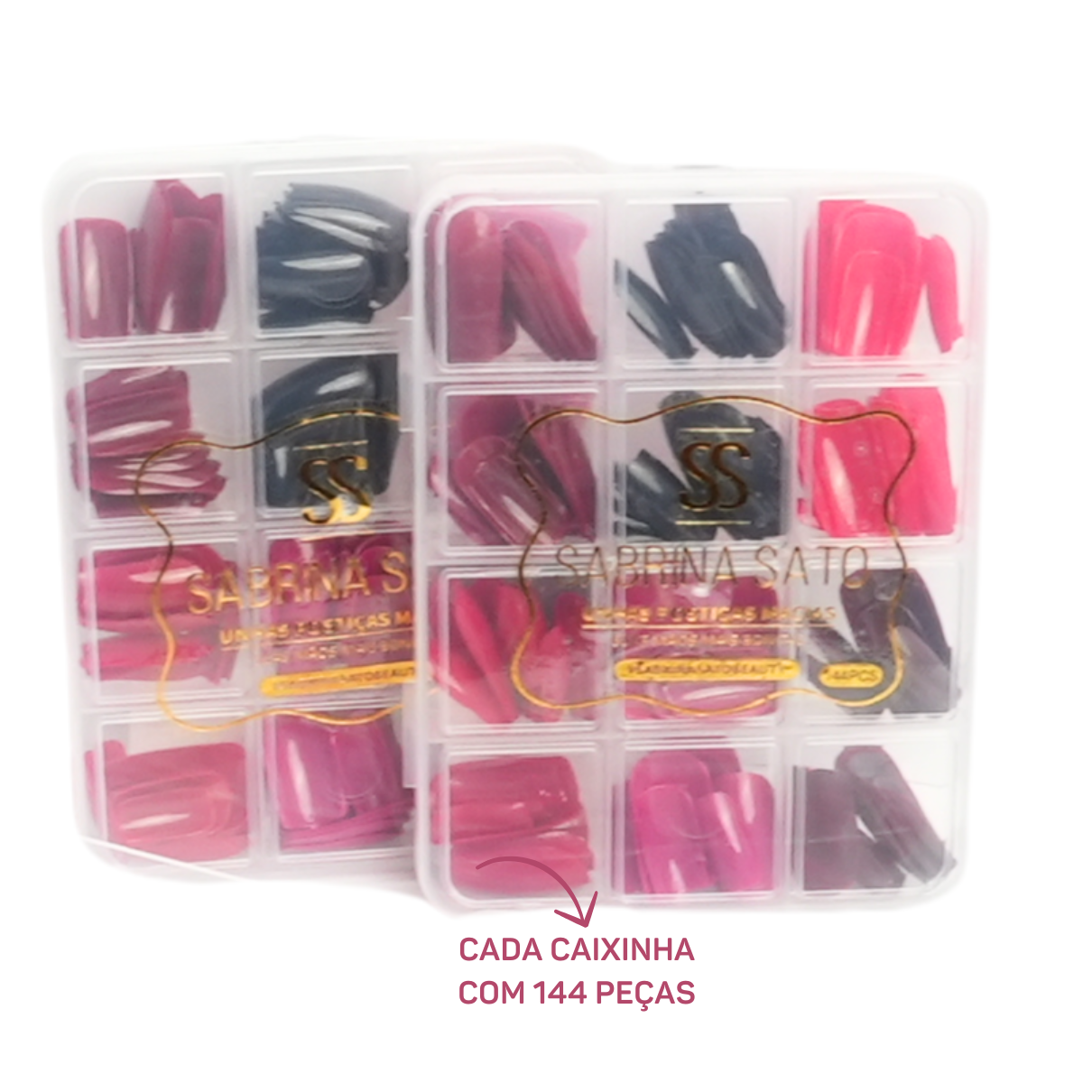 Unhas Postiças Coloridas – 12 Caixas com 144 Unhas Cada | Cores Sortidas SP1007