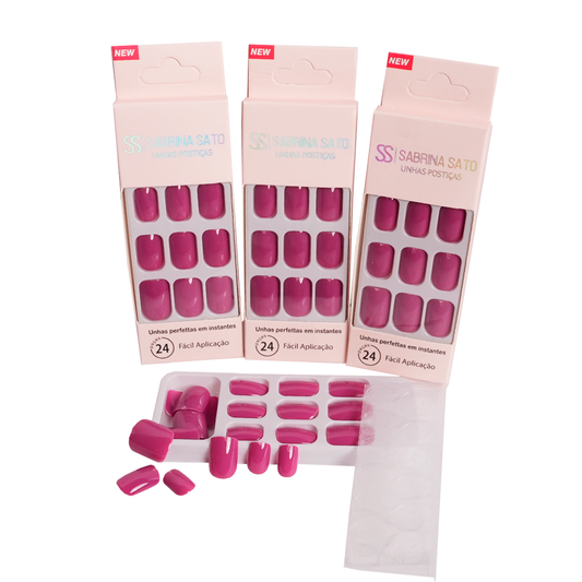 Unhas Postiças Sabrina Sato SP1035 – Fúcsia – Pacote com 12 Caixinhas