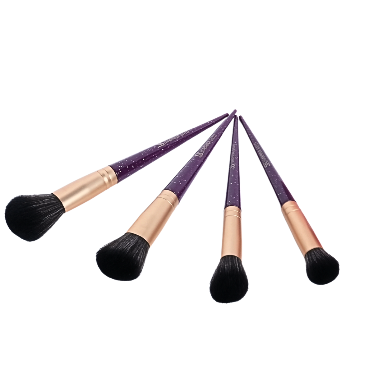 Kit de Pincéis com Esponjas – 6 Peças Roxo Glitter + 2 Esponjas - SP113