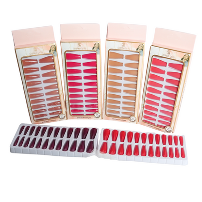 Unhas Postiças Sabrina Sato SP1238 – Pacote com 12 Caixas (Cores Variadas + Adesivo Autocolante)